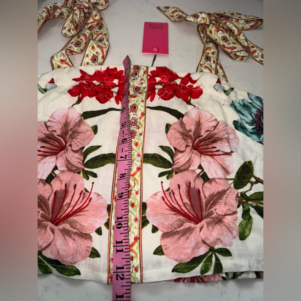 Rose & Olive Floral Tie-Strap Top - Pink, Red, Green - Picture 5 of 8